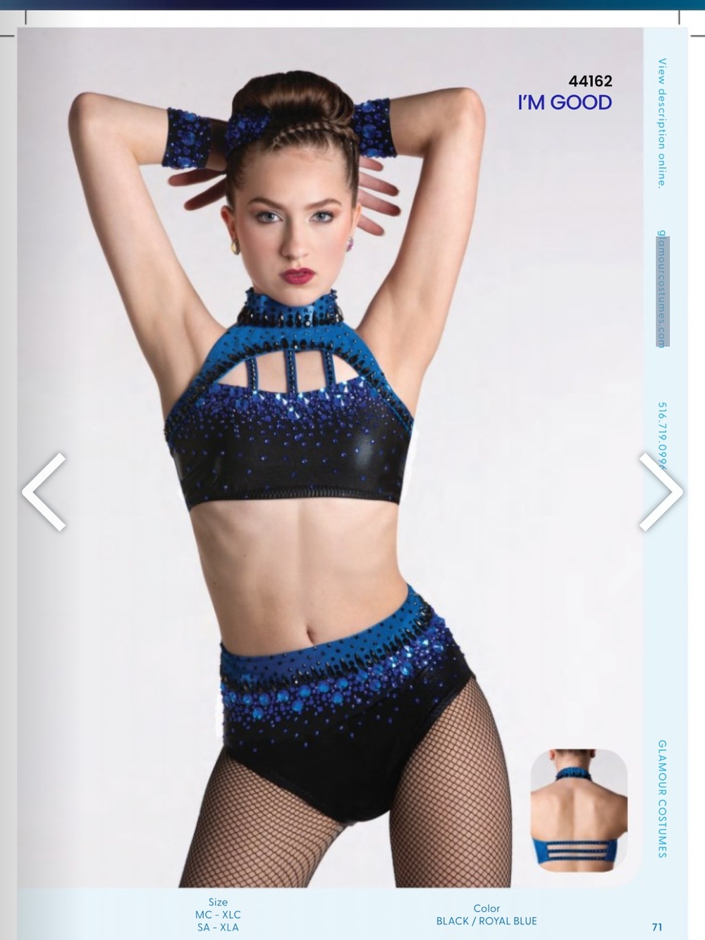 Glamour dance costume Black and Royal Blue High-Neck Dance 2 piece set